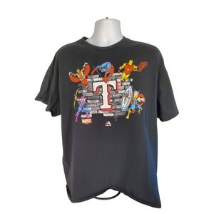 Majestic Marvel Texas Rangers T-Shirt Men's‎ XL Rare